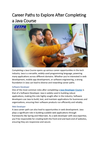 Career Paths to Explore After Completing a Java Course