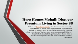 Hero Homes flats in mohali