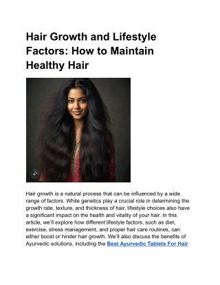 Hair Growth and Lifestyle Factors: How to Maintain Healthy Hair