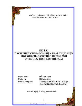 Cách thức chỉ đạo và biện pháp thực hiện 1 giờ chào cờ theo hướng mới