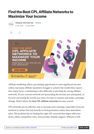 Find the Best CPL Affiliate Networks to Maximize Your Income