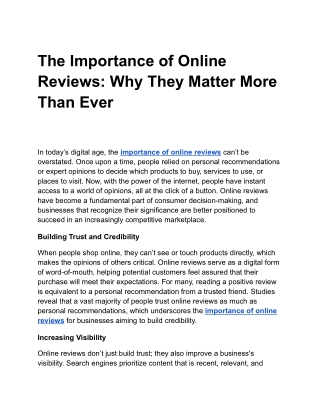 The Importance of Online Reviews: Why They Matter More Than Ever