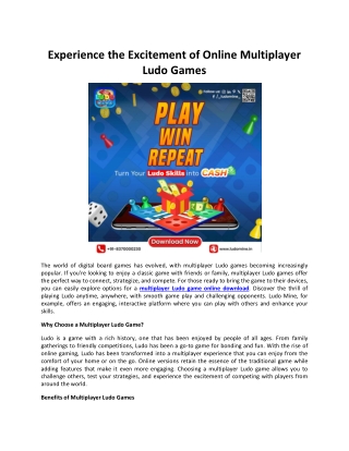 Experience the Excitement of Online Multiplayer Ludo Games