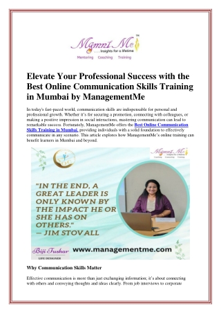 Elevate Your Professional Success with the Best Online Communication Skills Trai