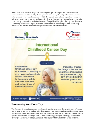 Best Oncologist in Chennai