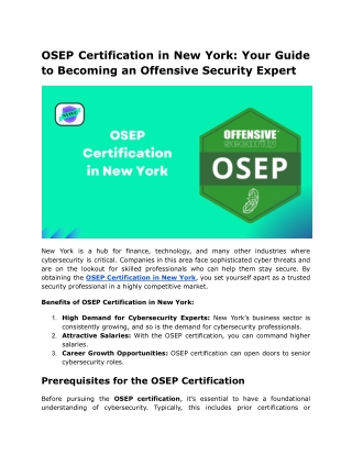 OSEP Certification in New York_ Your Guide to Becoming an Offensive Security Expert