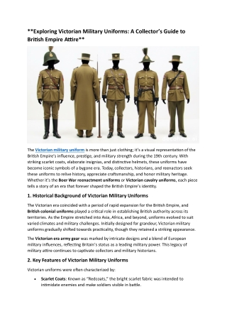 **Exploring Victorian Military Uniforms: A Collector’s Guide to British Empire A