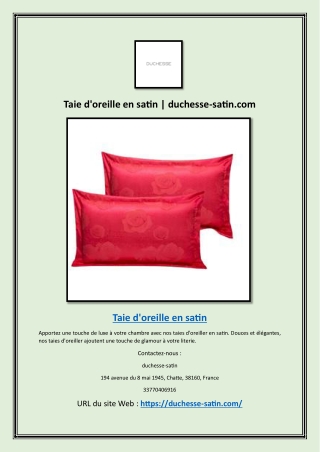 Taie d'oreille en satin | duchesse-satin.com