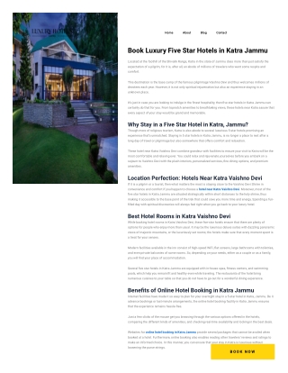 Book Luxury Five Star Hotels in Katra Jammu