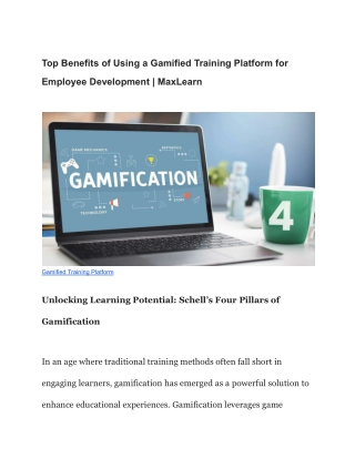 Top Benefits of Using a Gamified Training Platform for Employee Development _ MaxLearn