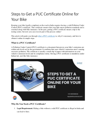 Steps to Get a PUC Certificate Online for Your Bike