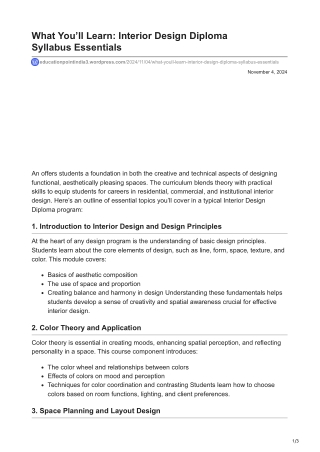 What You’ll Learn: Interior Design Diploma Syllabus Essentials