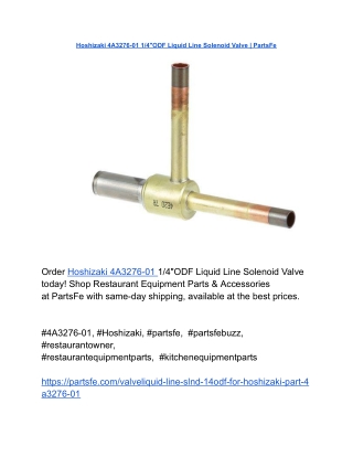 Hoshizaki 4A3276-01 1_4_ODF Liquid Line Solenoid Valve _ PartsFe