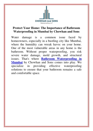 Protect Your Home The Importance of Bathroom Waterproofing in Mumbai by Chowhan and Sons (1)