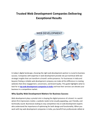 Trusted Web Development Companies Delivering Exceptional Results