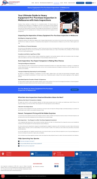 Heavy Equipment Pre Purchase Inspections in Melbourne
