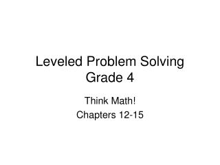 Leveled Problem Solving Grade 4