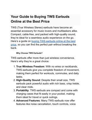 Your Guide to Buying TWS Earbuds Online at the Best Price