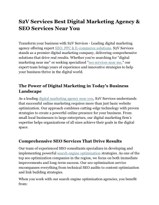 S2V Services Best Digital Marketing Agency