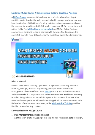 Machine Learning Operations Training | MLOps Online Training