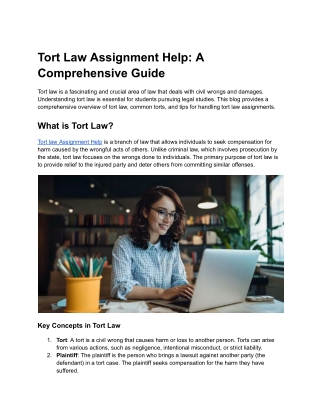 Tort Law Assignment Help_ A Comprehensive Guide