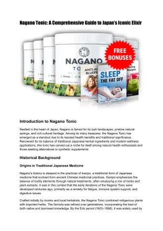 Nagano Tonic: A Comprehensive Guide to Japan’s Iconic Elixir