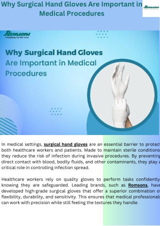 Why Surgical Hand Gloves Are Important in Medical Procedures