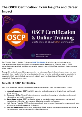 The OSCP Certification_ Exam Insights and Career Impact
