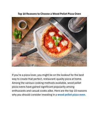 Top 10 Reasons to Choose a Wood Pellet Pizza Oven