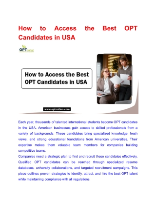 How to Access the Best OPT Candidates in USA