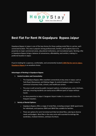 Best Flat For Rent IN Gopalpura  Bypass Jaipur