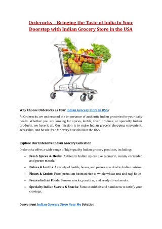 Orderocks – Bringing the Taste of India to Your Doorstep with Indian Grocery Store in the USA
