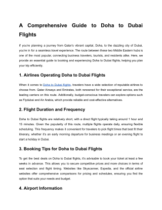 A Comprehensive Guide to Doha to Dubai Flights