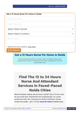 24/7 Home Nursing Care in Noida for Quick, Safe Recovery