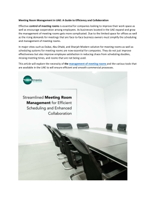 Meeting Room Management in UAE