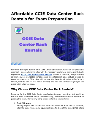 Affordable CCIE Data Center Rack Rentals for Exam Preparation