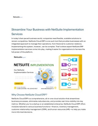 Streamline Your Business with NetSuite Implementation Services