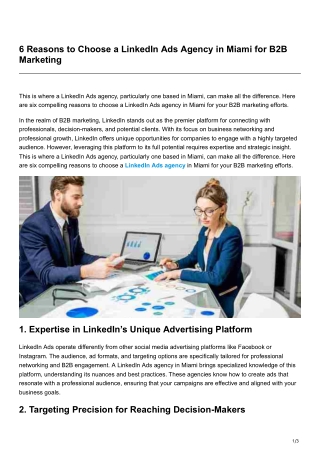 6 Reasons to Choose a LinkedIn Ads Agency in Miami for B2B Marketing