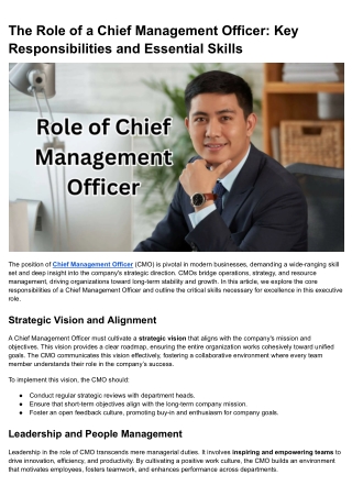 The Role of a Chief Management Officer_ Key Responsibilities and Essential Skills