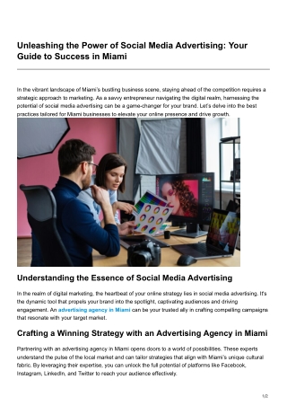 Unleashing the Power of Social Media Advertising Your Guide to Success in Miami
