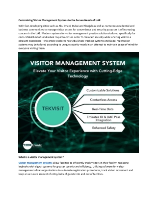 Tailoring Visitor Management Systems to Specific Security Needs in UAE
