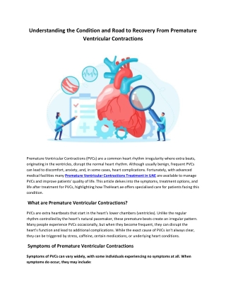 Understanding the Condition and Road to Recovery From Premature Ventricular Cont