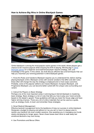 How to Achieve Big Wins in Online Blackjack Games