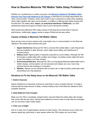 How to Resolve Motorola T82 Walkie Talkie Delay Problems_