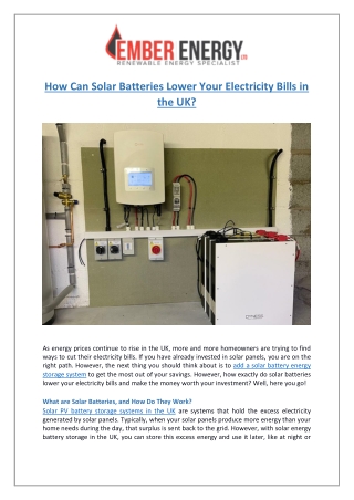 Solar PV Battery Storage UK | Save Money & Reduce Grid Dependency