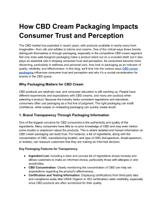 How CBD Cream Packaging Impacts Consumer Trust and Perception