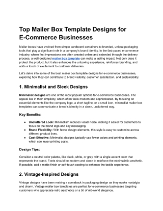 Top Mailer Box Template Designs for E-Commerce Businesses