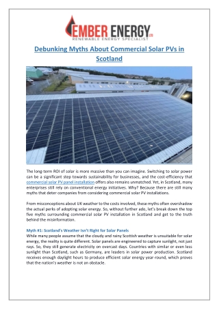 Commercial Solar PV Scotland | Debunking Common Myths & Misconceptions