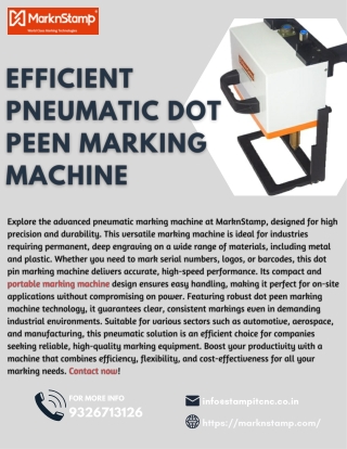 Efficient Pneumatic Dot Peen Marking Machine