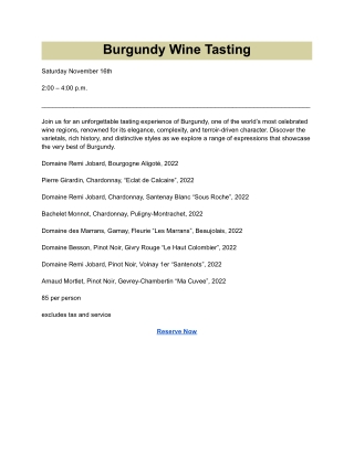 Burgundy Wine Tasting